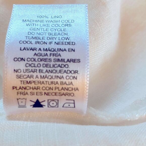 Linen Shirt Lace Up Front Tunic Top White Lace Up Front  Blouse Size L - Picture 6 of 8